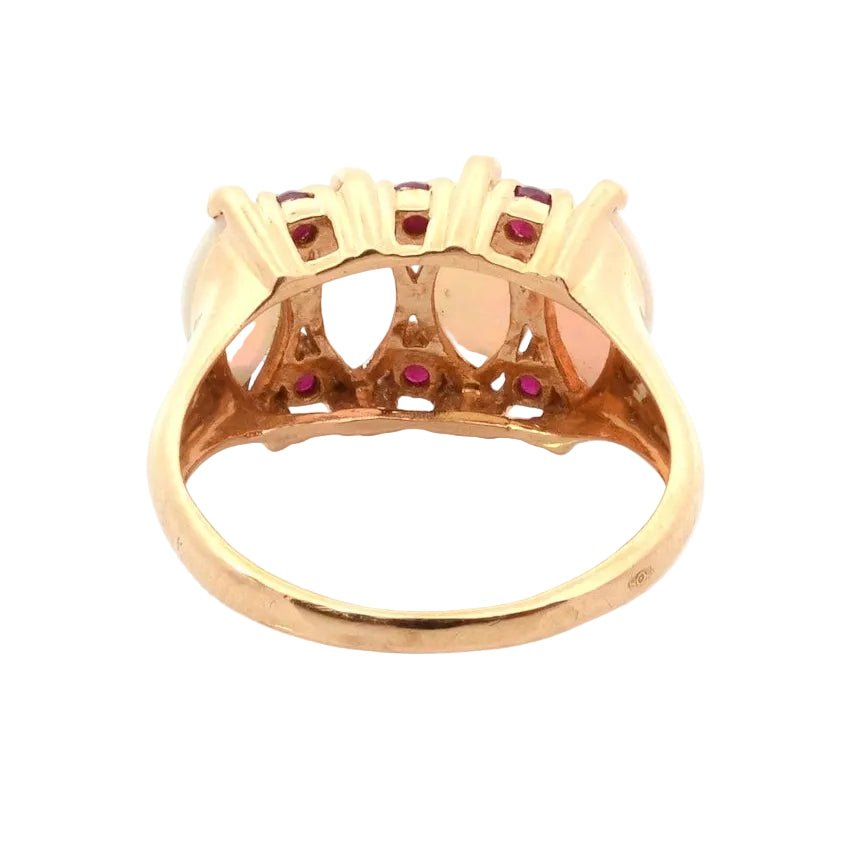 Ring vintage opals and rubies in 18k gold