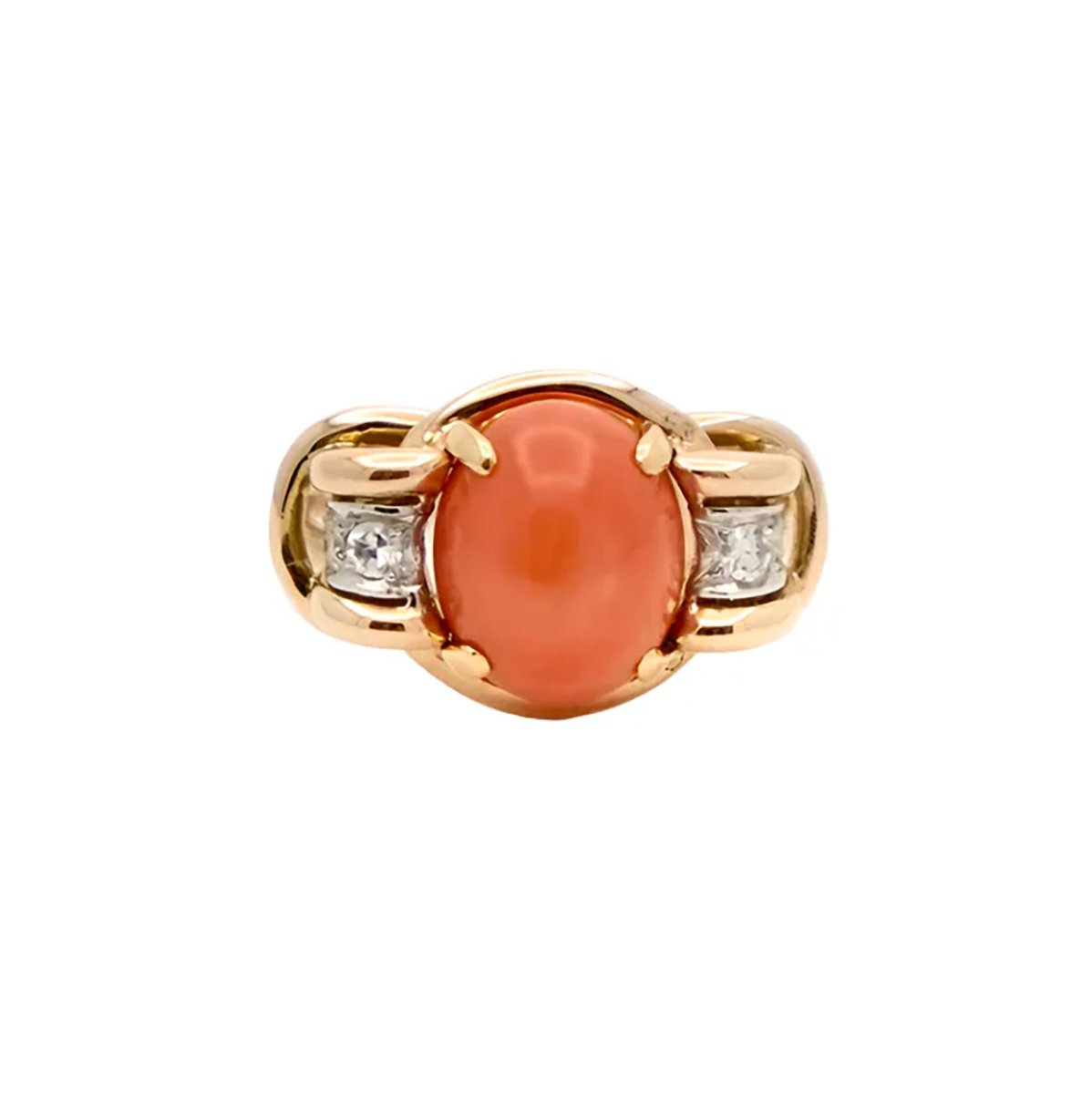 Bague en or jaune, or blanc, corail et diamants - Castafiore