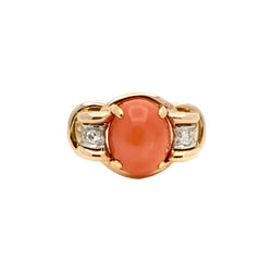 Bague en or jaune, or blanc, corail et diamants - Castafiore