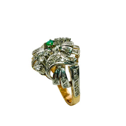 Bague en or jaune, or blanc, émeraude, et diamants - Castafiore