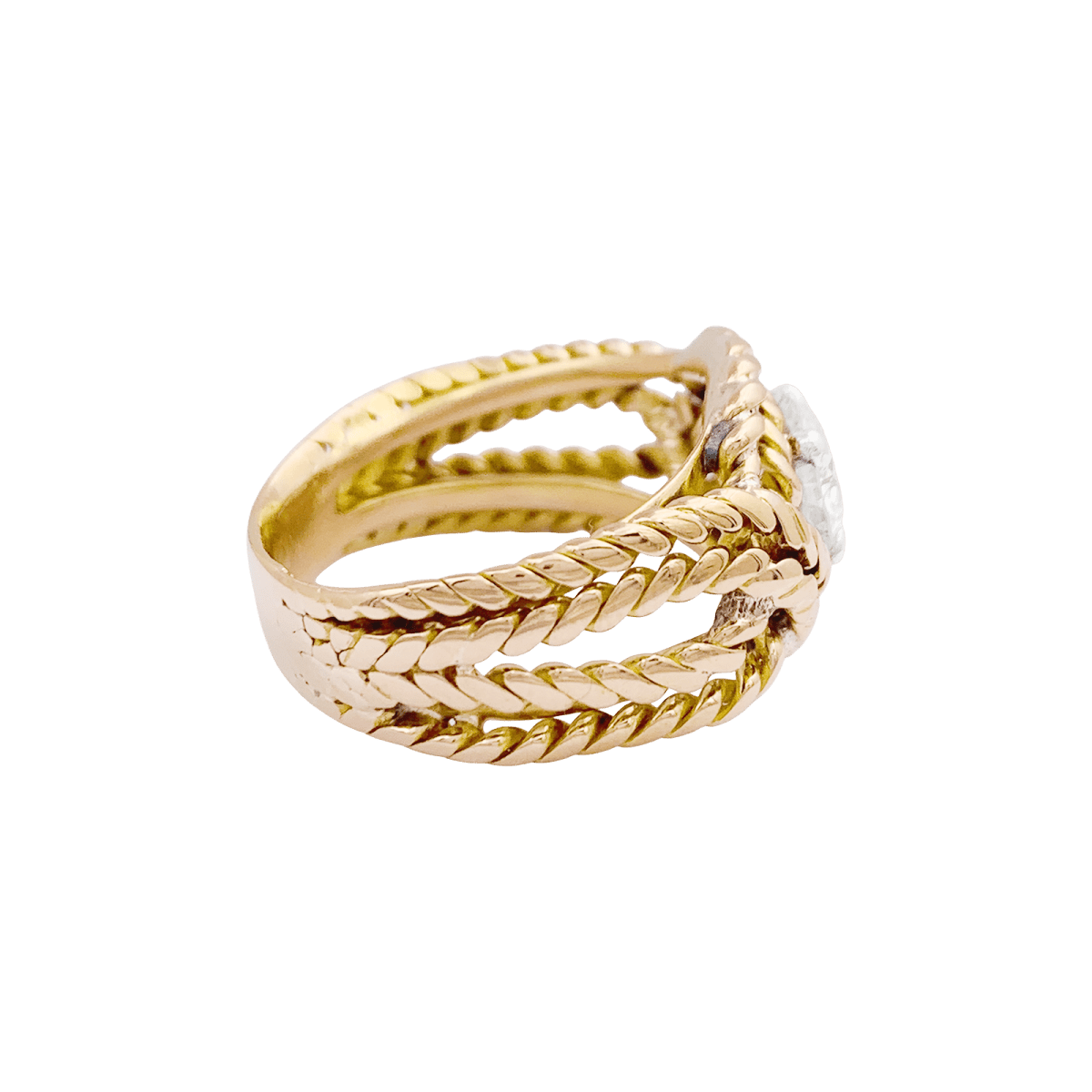 Bague en or jaune, or blanc et diamant - Castafiore