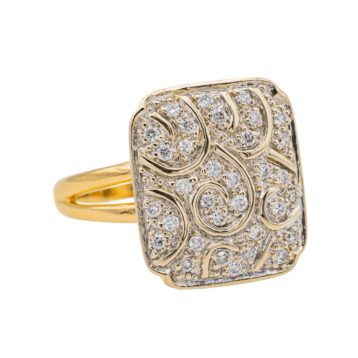 Bague en or jaune, or blanc et diamants - Castafiore