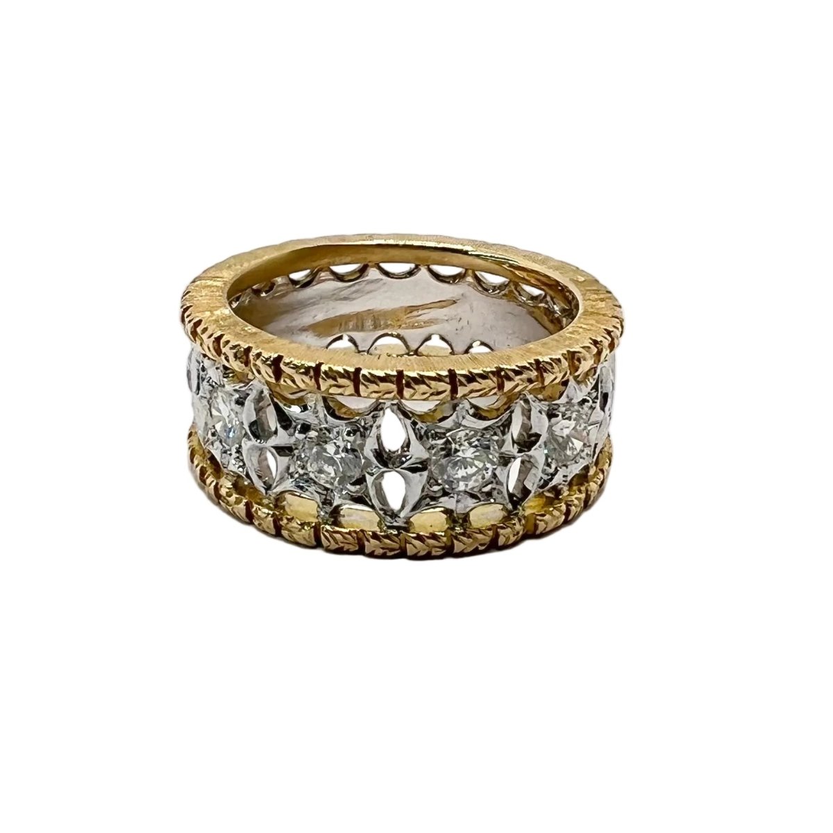 Bague en or jaune, or blanc et diamants - Castafiore