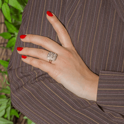 Bague en or jaune, or blanc et diamants - Castafiore