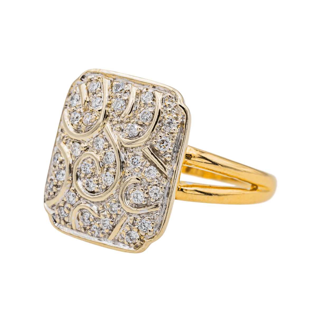 Bague en or jaune, or blanc et diamants - Castafiore