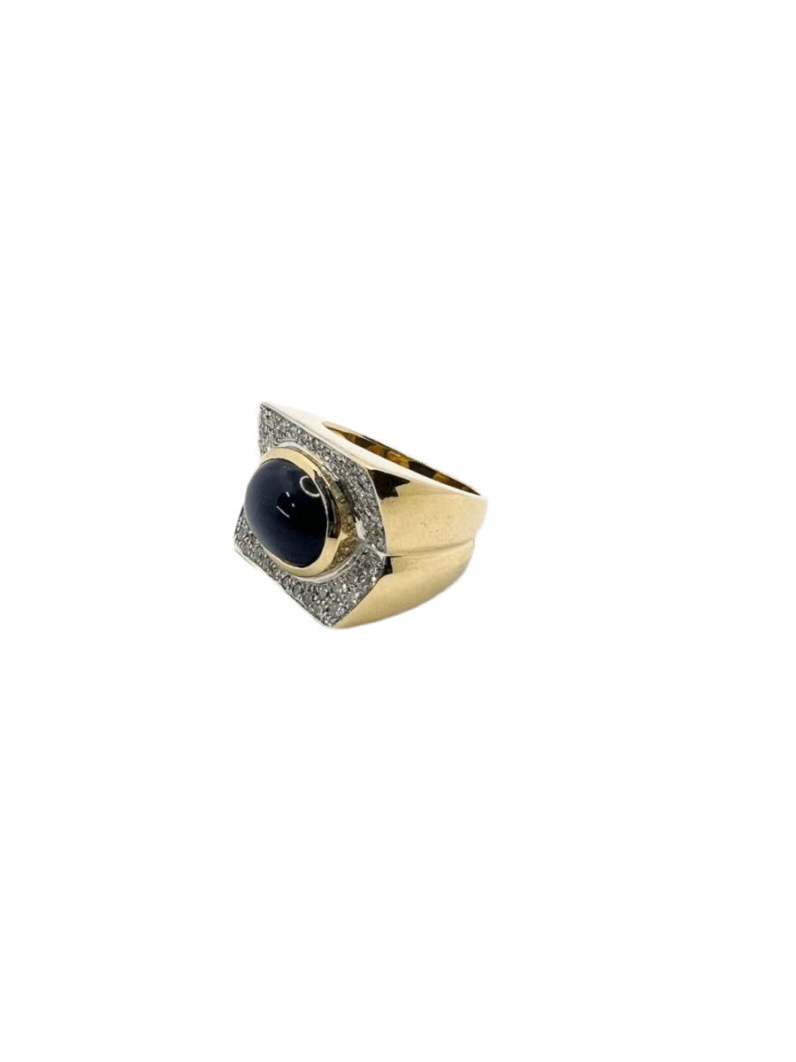 Bague en or jaune, or blanc, saphir et diamants - Castafiore