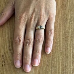 Bague en or jaune, or blanc, saphir, et diamants - Castafiore