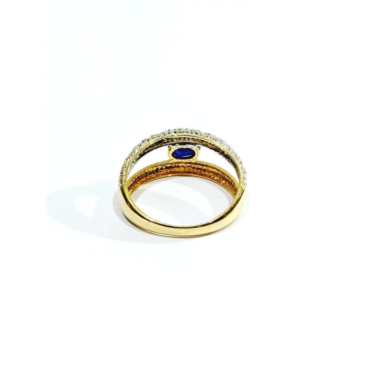 Bague en or jaune, or blanc, saphir et diamants - Castafiore