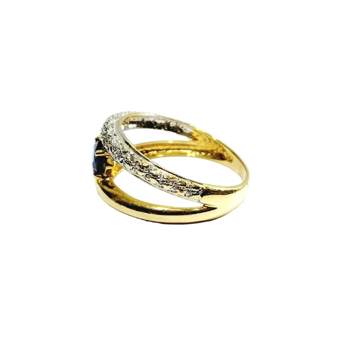 Bague en or jaune, or blanc, saphir et diamants - Castafiore