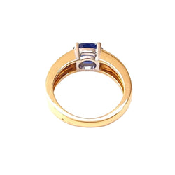 Bague en or jaune, or blanc, saphir, et diamants - Castafiore