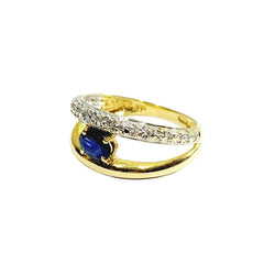 Bague en or jaune, or blanc, saphir et diamants - Castafiore