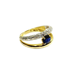 Bague en or jaune, or blanc, saphir et diamants - Castafiore