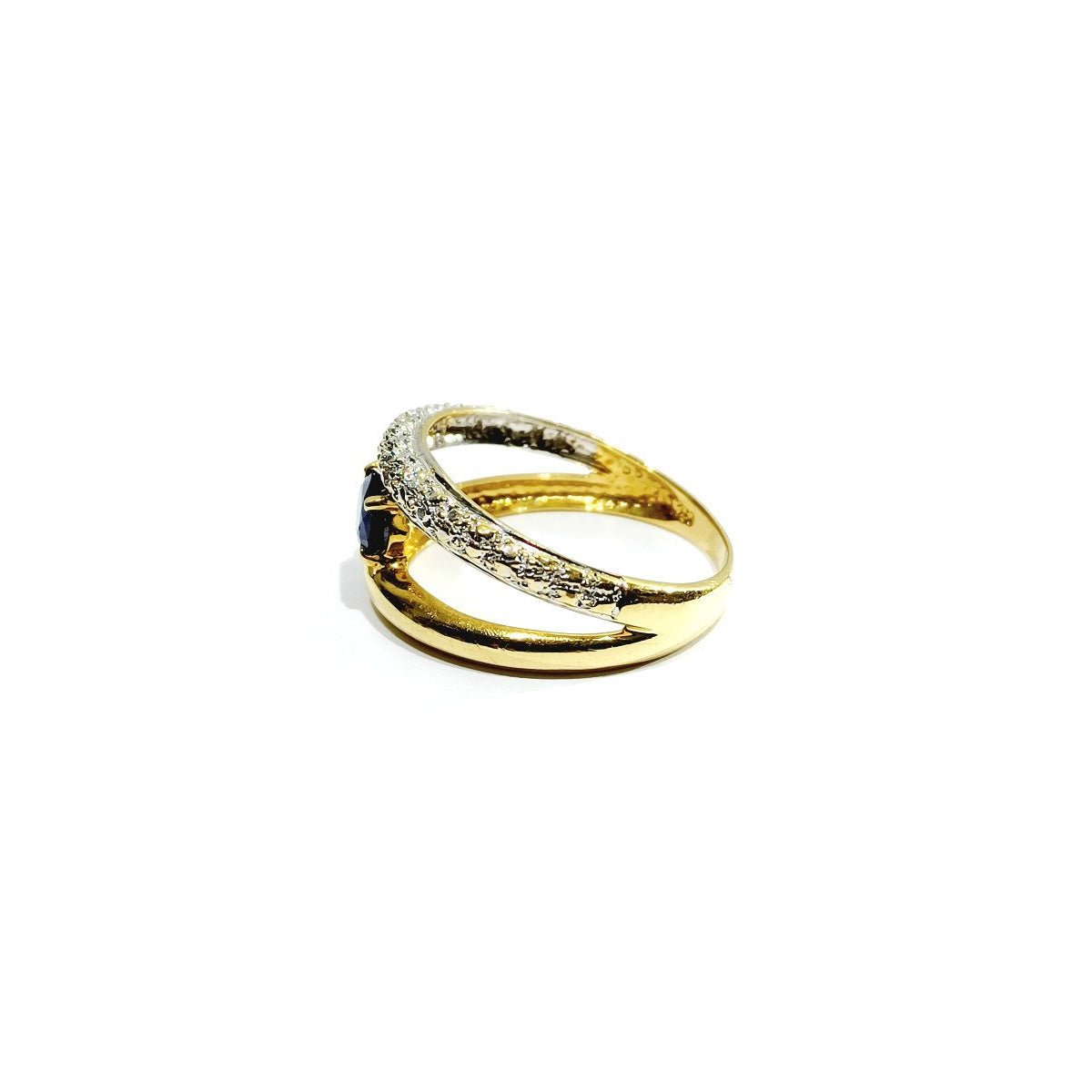 Bague en or jaune, or blanc, saphir et diamants - Castafiore