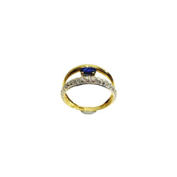 Bague en or jaune, or blanc, saphir et diamants - Castafiore