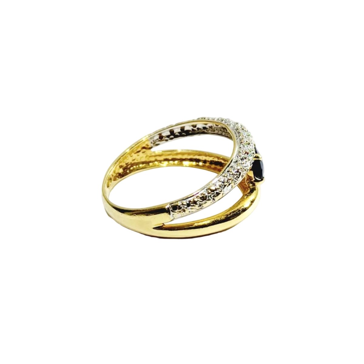 Bague en or jaune, or blanc, saphir et diamants - Castafiore