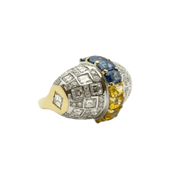 Bague en or jaune, or blanc, saphirs et diamants - Castafiore
