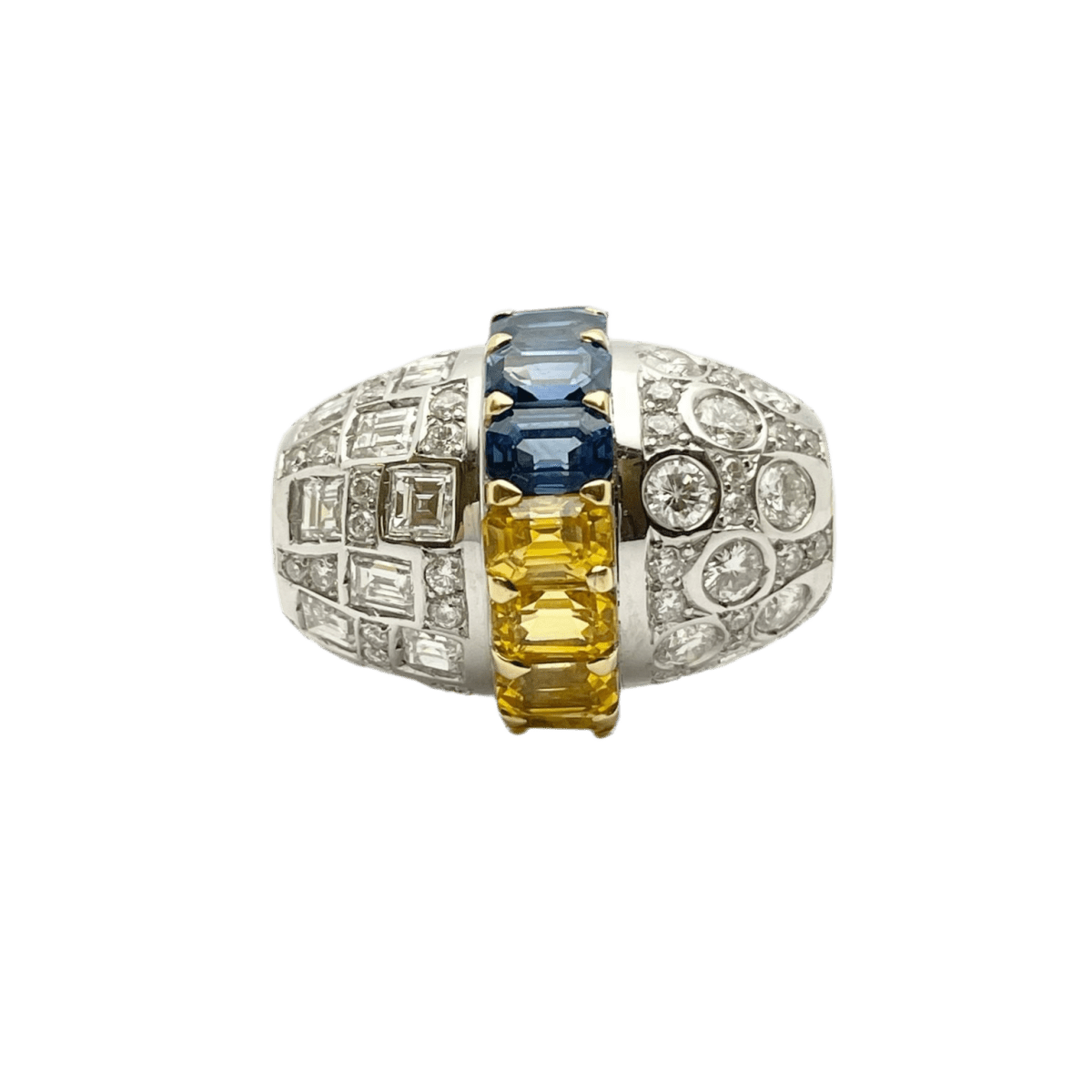 Bague en or jaune, or blanc, saphirs et diamants - Castafiore