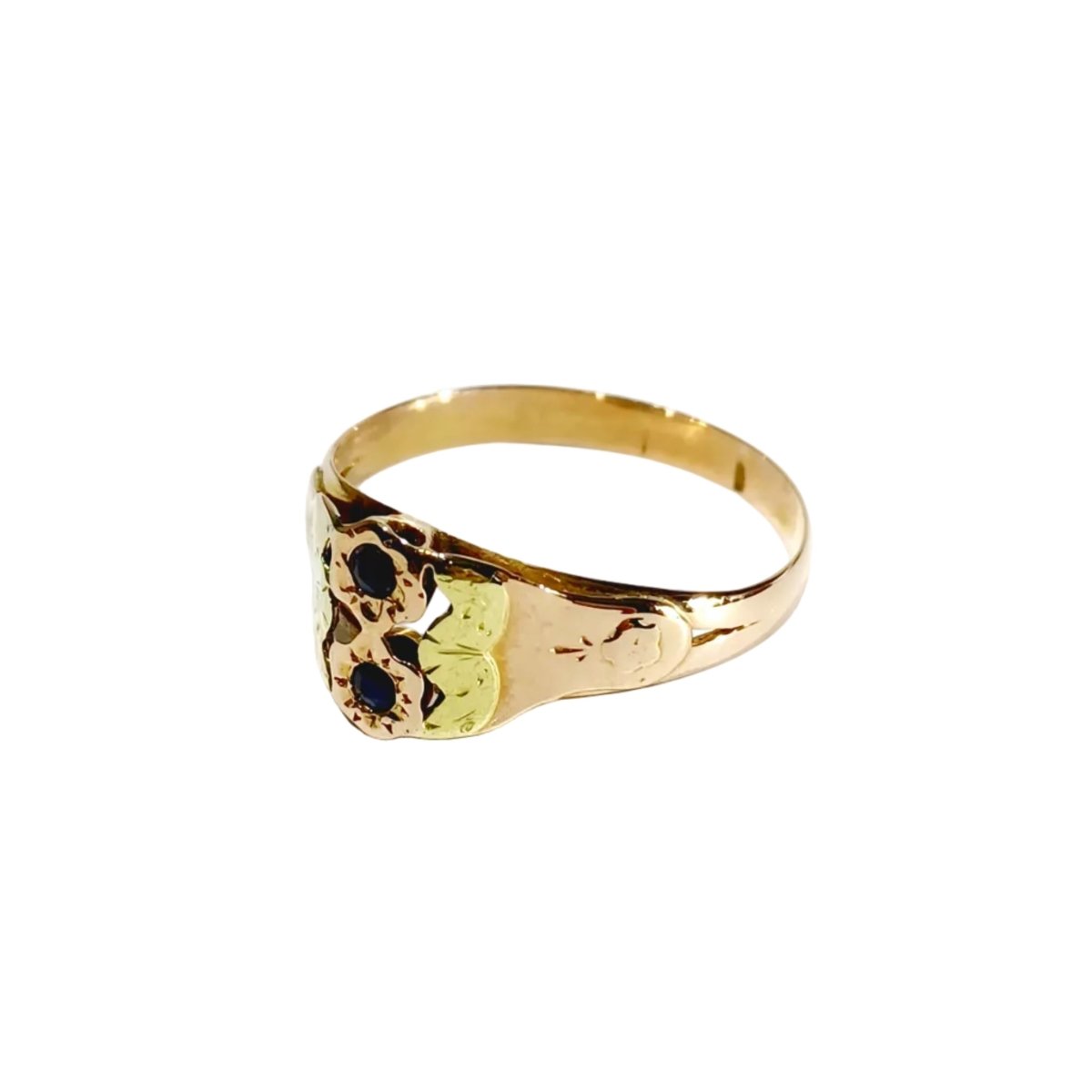 Bague en or jaune, or rose et saphirs - Castafiore