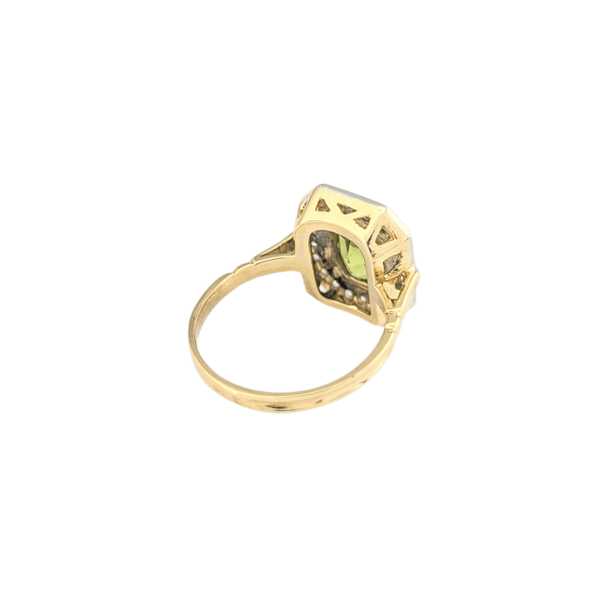 Bague en or jaune, péridot et diamants - Castafiore