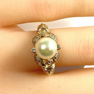 Bague en or jaune, perle et diamant - Castafiore