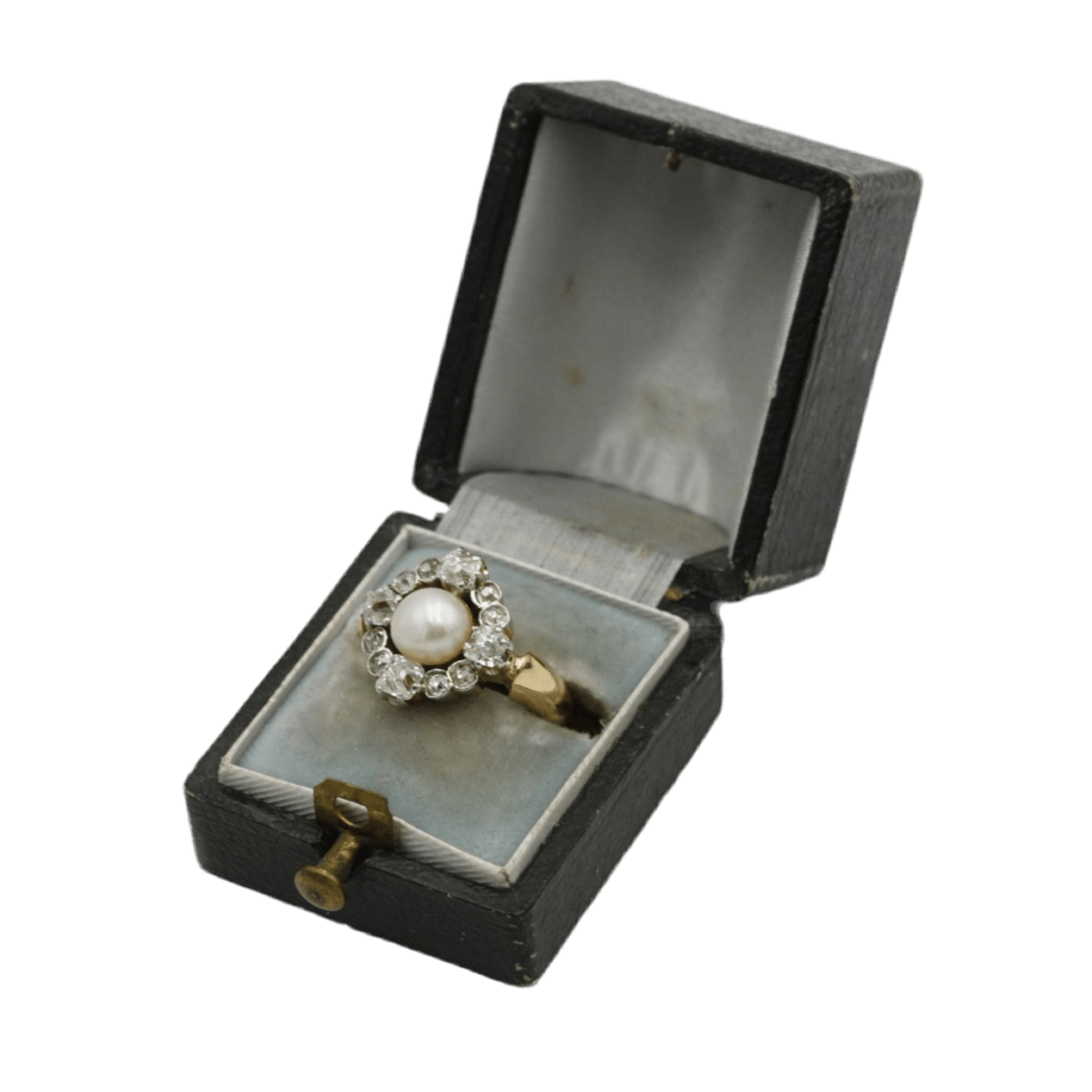 Bague en or jaune, perle et diamants - Castafiore