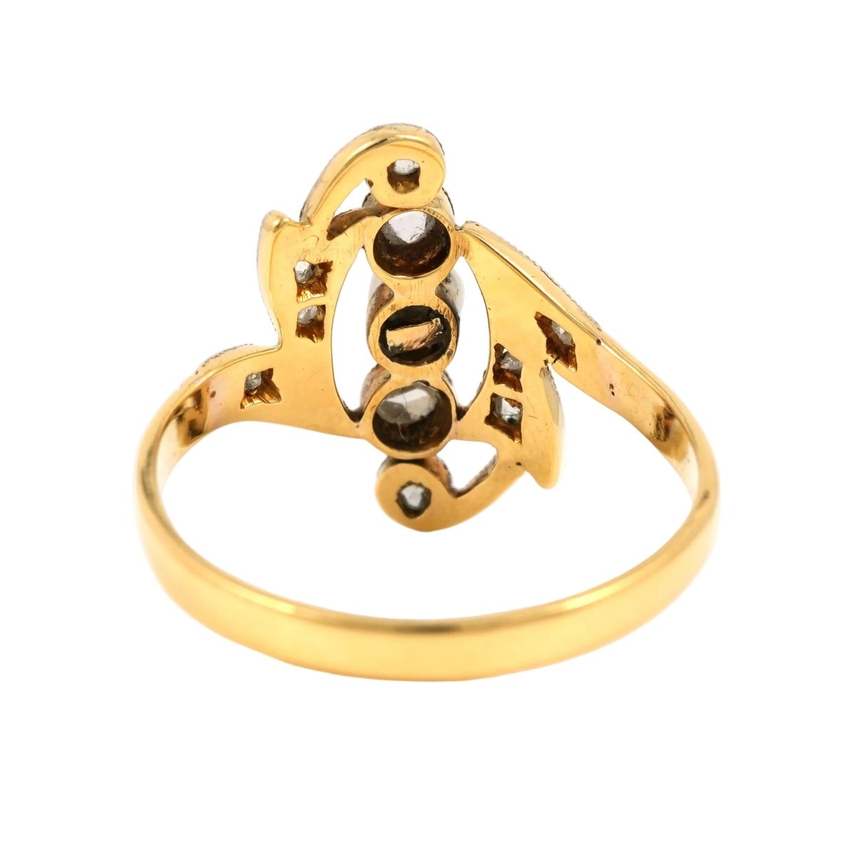 Bague en or jaune, perle et diamants - Castafiore