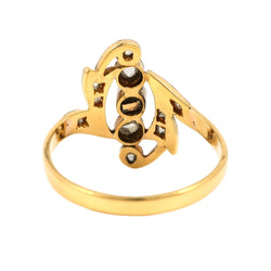 Bague en or jaune, perle et diamants - Castafiore
