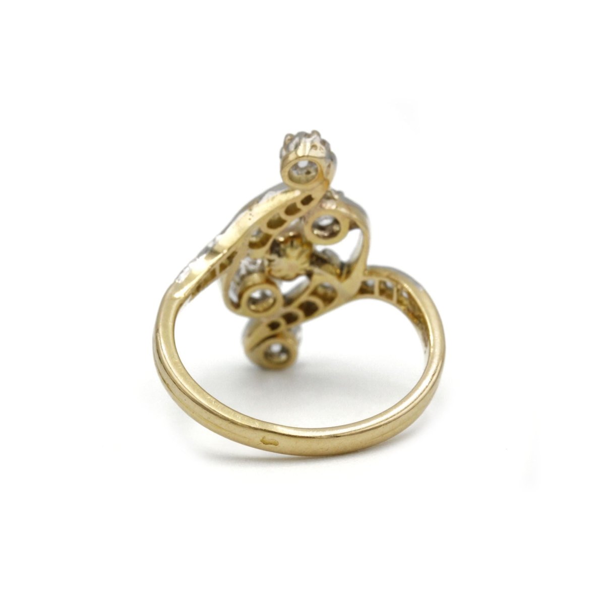 Bague en or jaune, perle et diamants - Castafiore