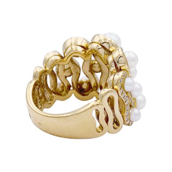 Bague en or jaune, perles et diamants - Castafiore