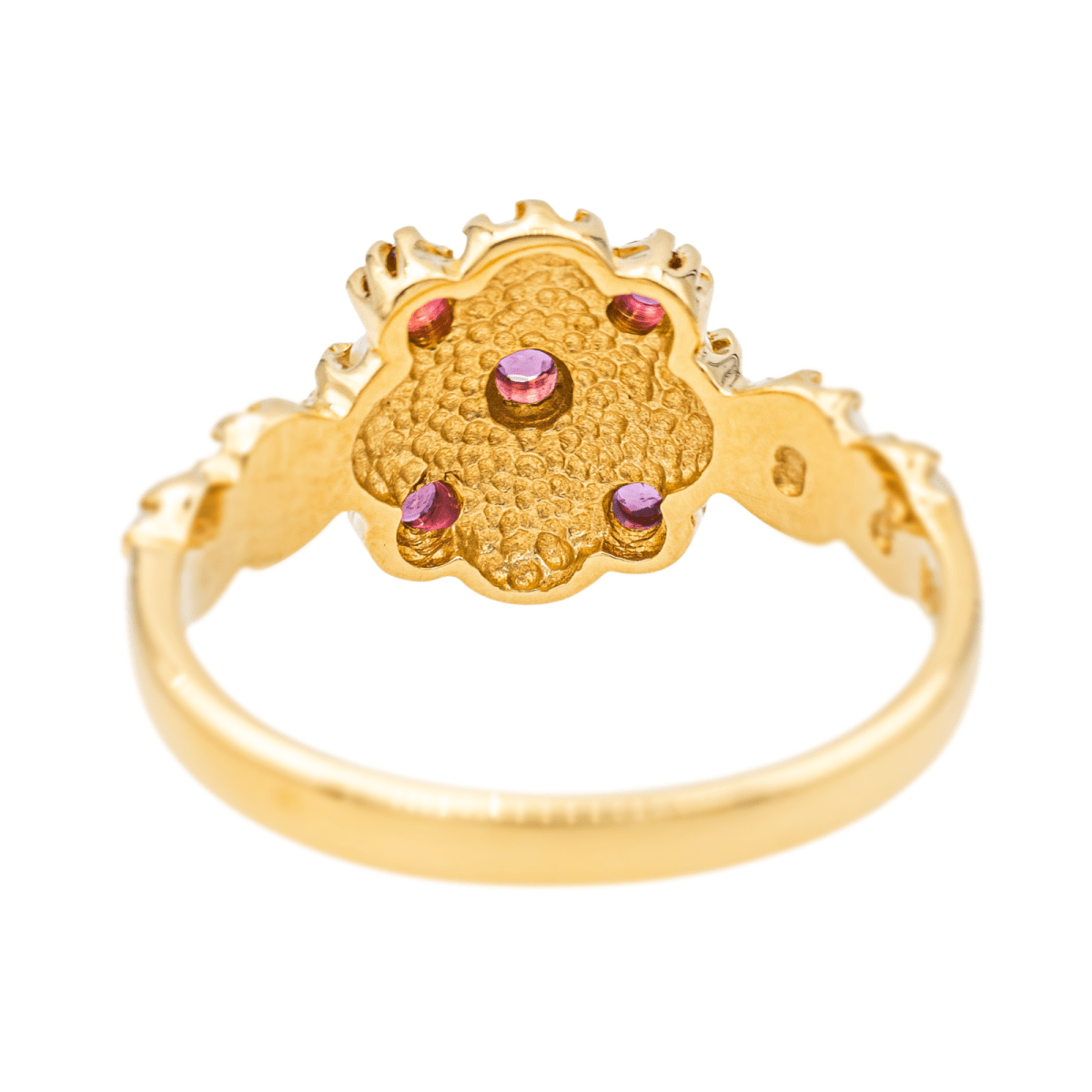 Bague en or jaune, perles et rubis - Castafiore