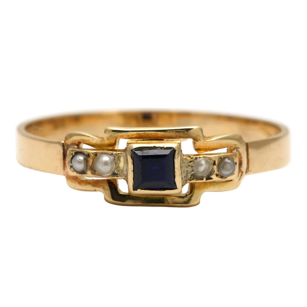 Bague en or jaune, perles et saphirs - Castafiore