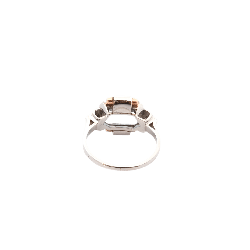 Bague en or jaune, platine, aigue - marine et diamants - Castafiore