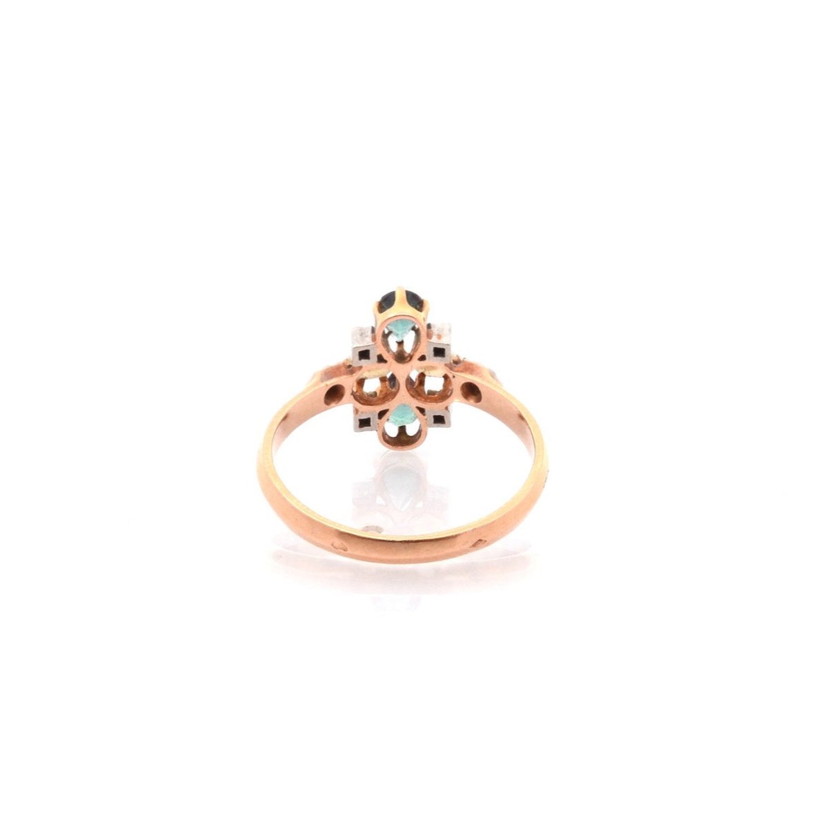 Bague en or jaune, platine, émeraudes, perles et diamants - Castafiore