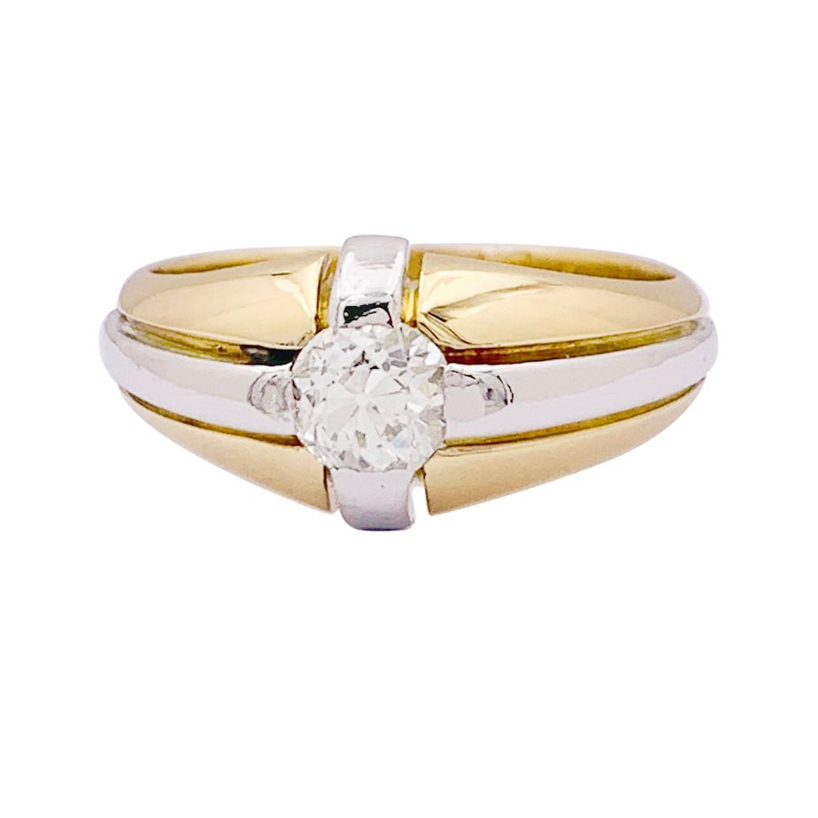 Bague en or jaune, platine et diamant - Castafiore