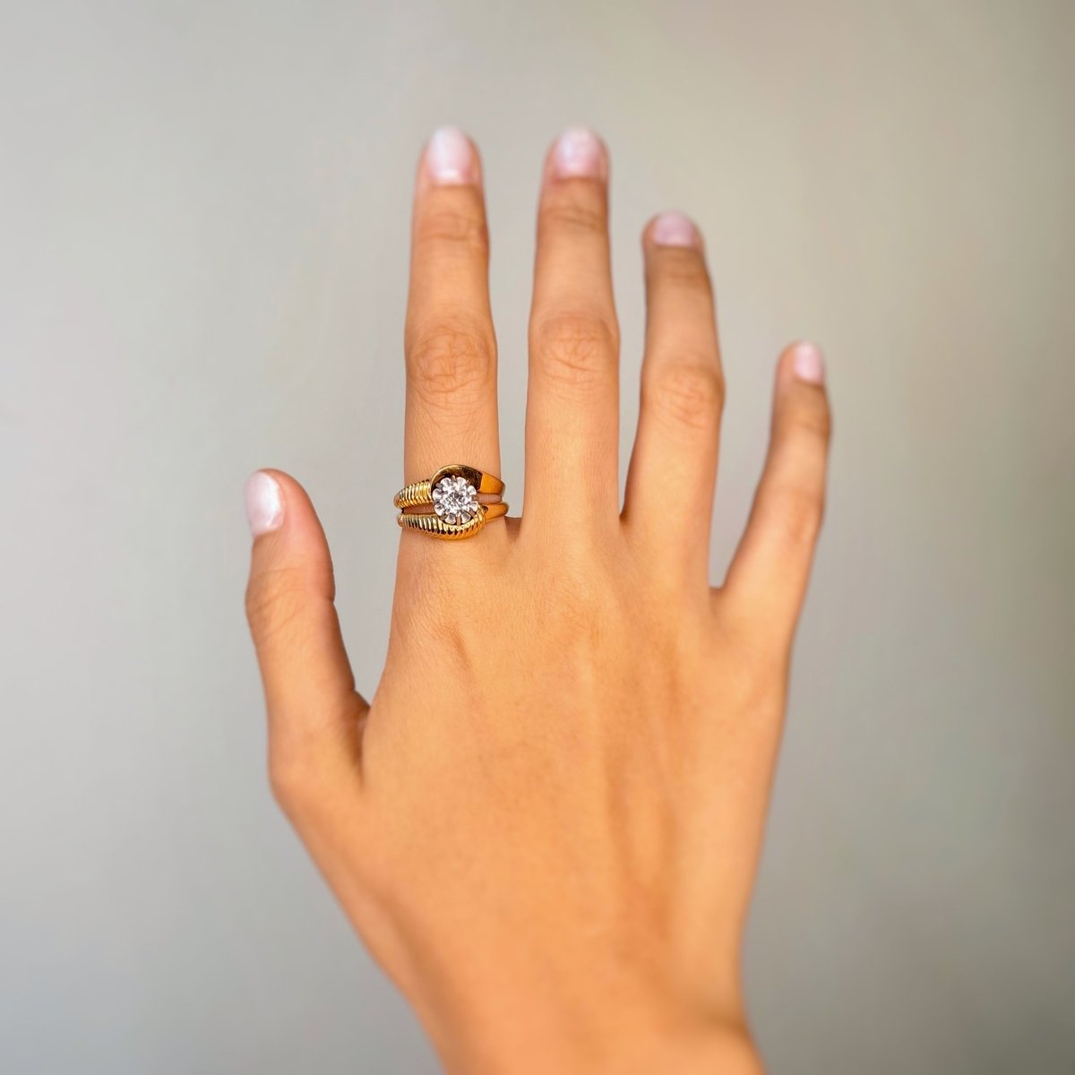 Bague en or jaune, platine, et diamant - Castafiore