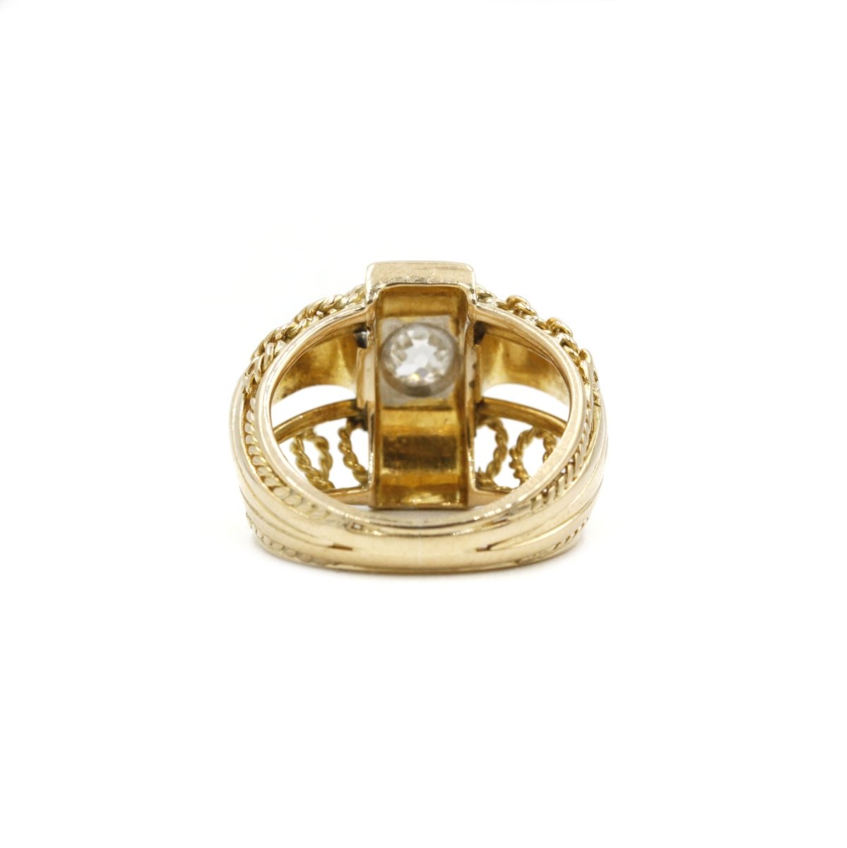 Bague en or jaune, platine et diamant - Castafiore