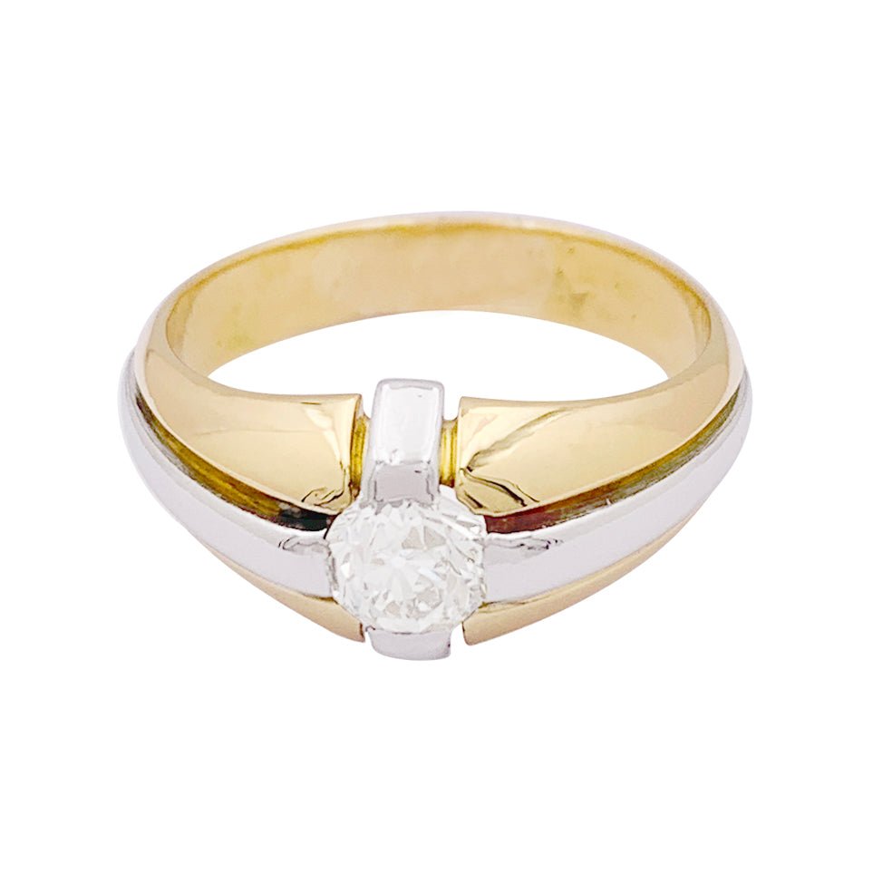 Bague en or jaune, platine et diamant - Castafiore