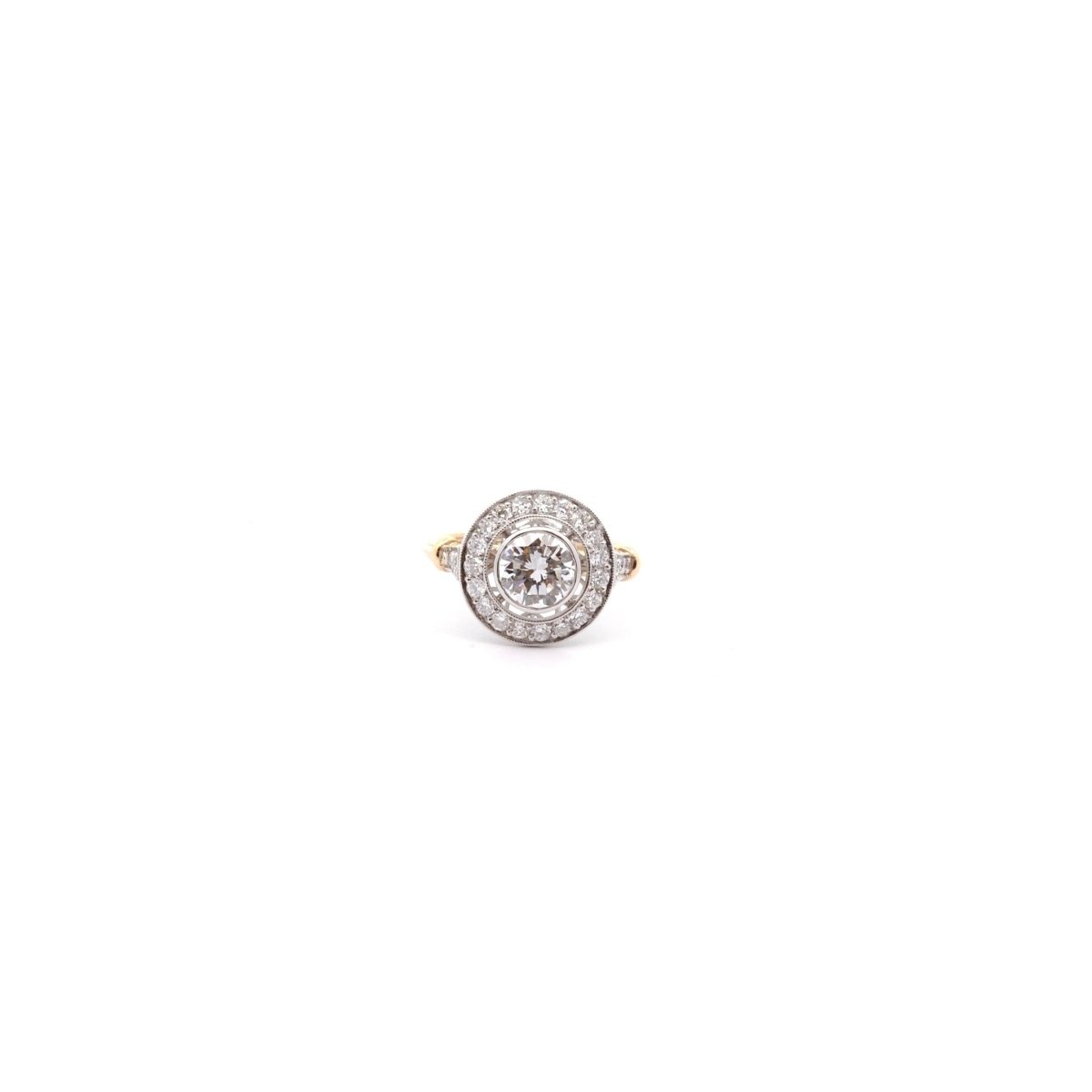 Bague en or jaune, platine et diamant - Castafiore