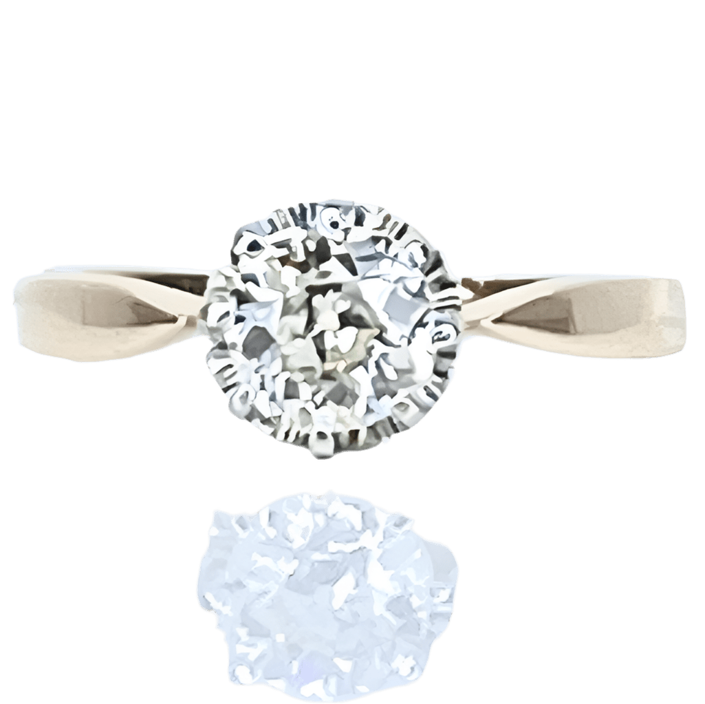 Bague en or jaune, platine et diamant - Castafiore