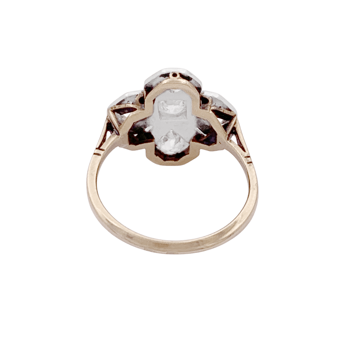 Bague en or jaune, platine et diamants - Castafiore