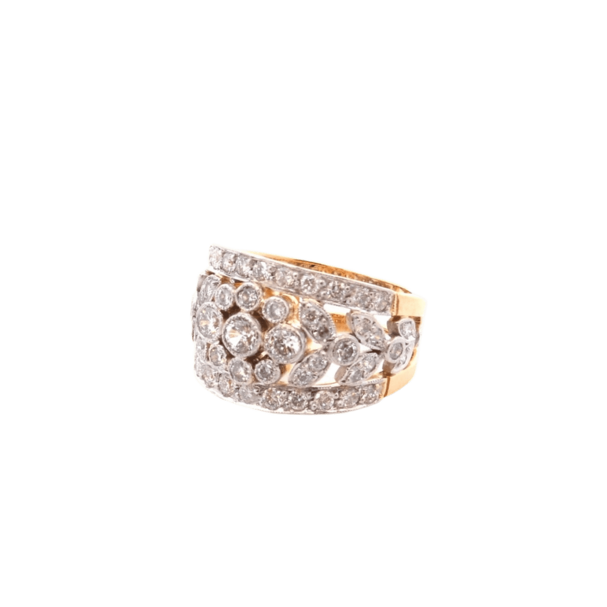 Bague en or jaune, platine et diamants - Castafiore