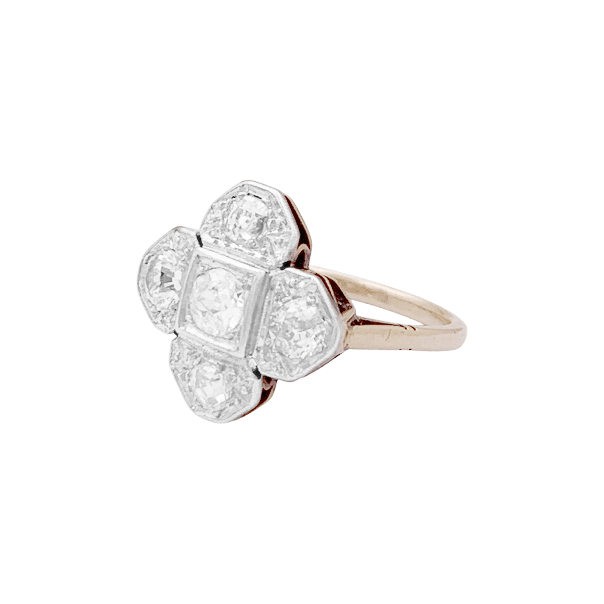 Bague en or jaune, platine et diamants - Castafiore
