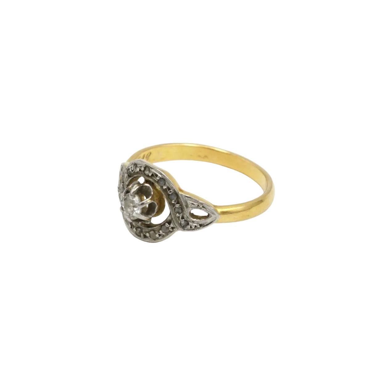Bague en or jaune, platine et diamants - Castafiore