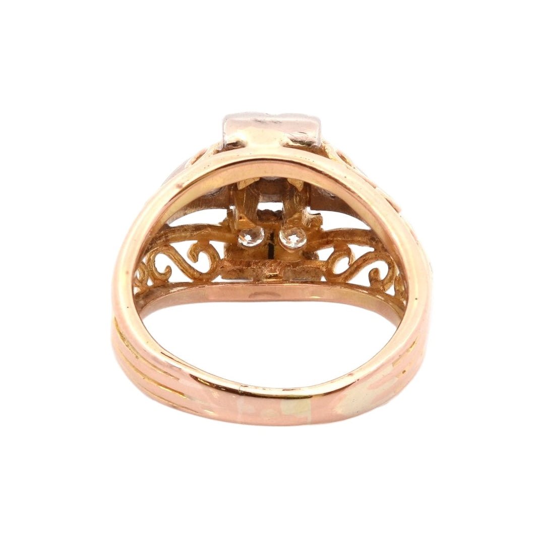 Bague en or jaune, platine, et diamants - Castafiore