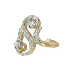 Bague en or jaune, platine et diamants - Castafiore
