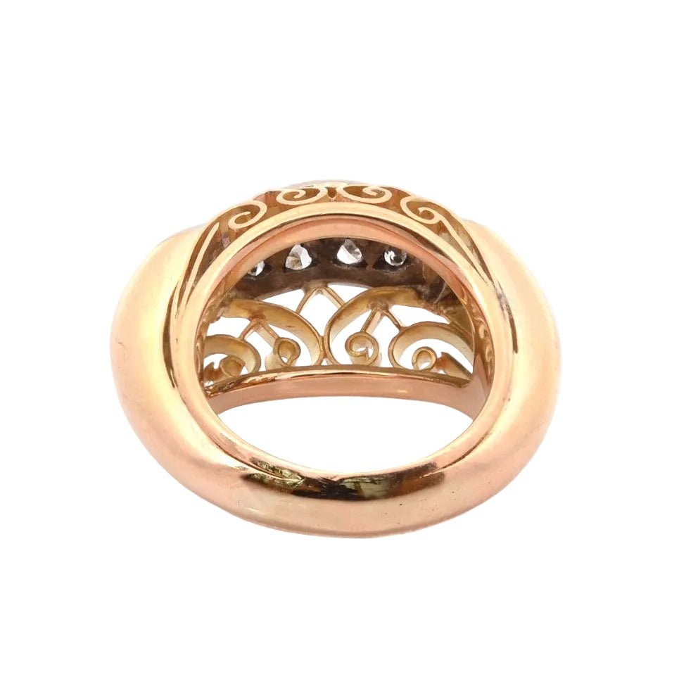 Ring vintage diamonds in gold and paltinium