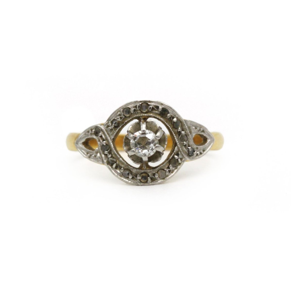 Bague en or jaune, platine et diamants - Castafiore
