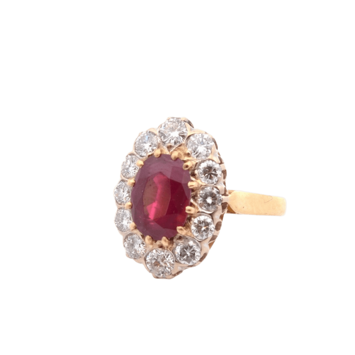 Bague en or jaune, platine, rubis et diamants - Castafiore