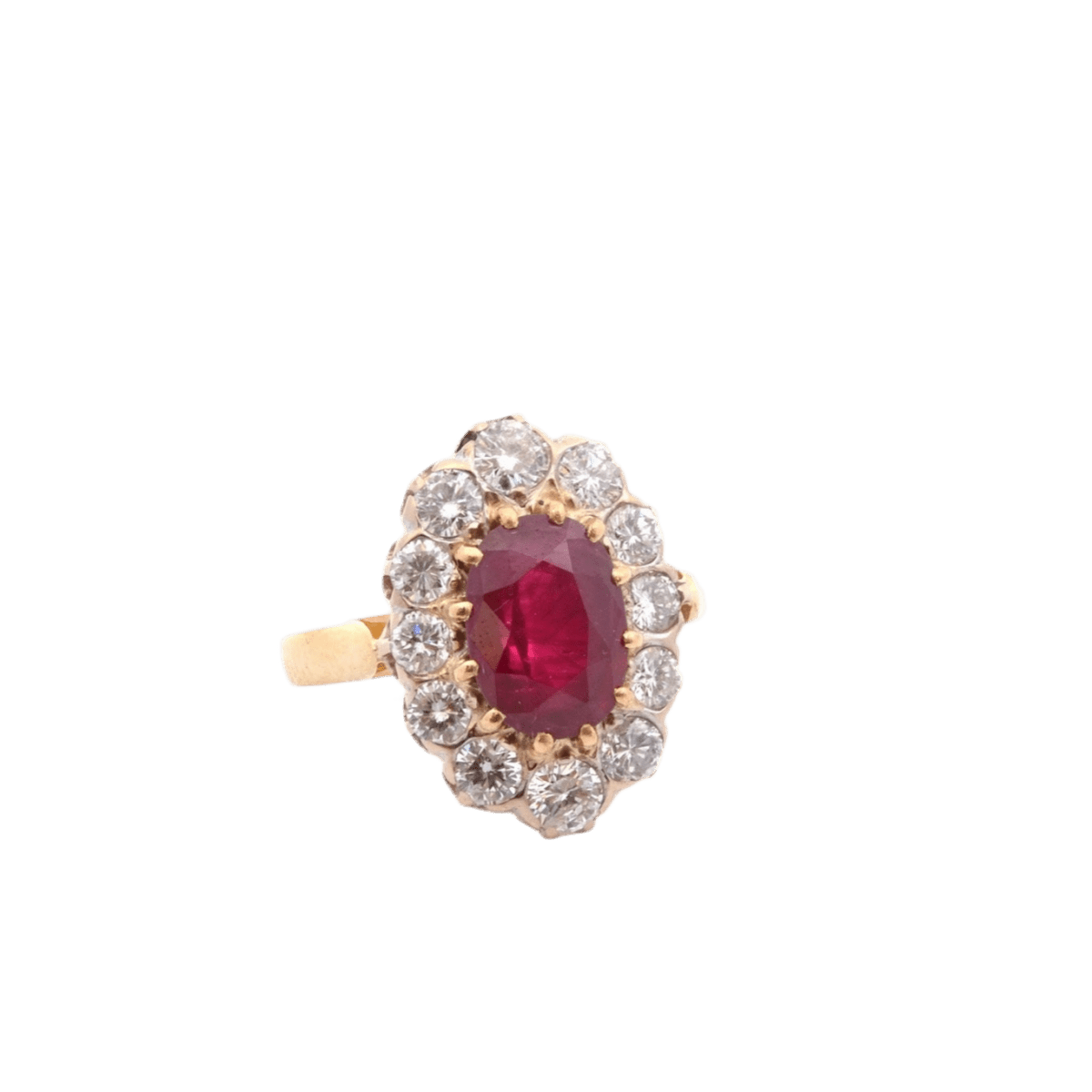 Bague en or jaune, platine, rubis et diamants - Castafiore