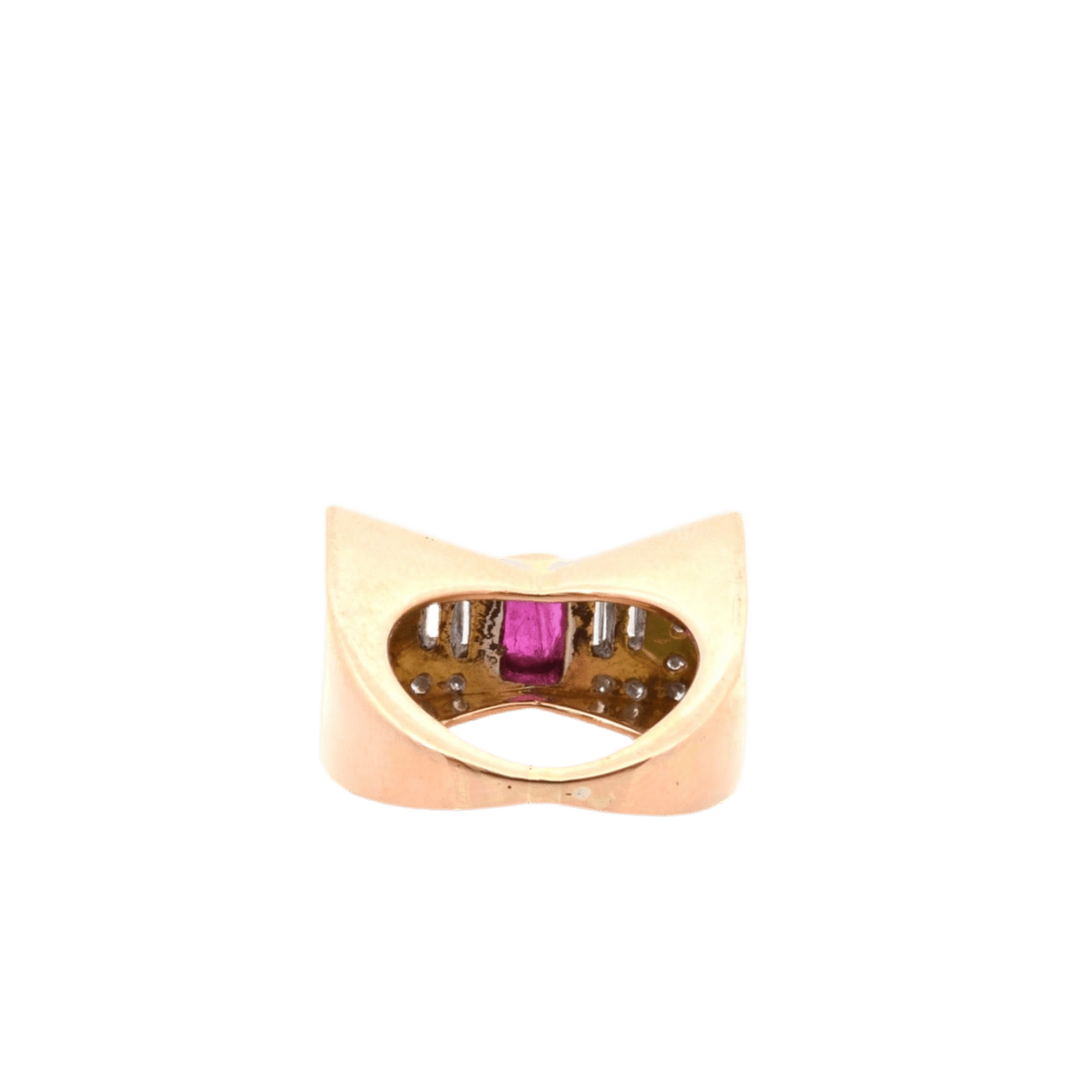 Bague en or jaune, platine, rubis et diamants - Castafiore